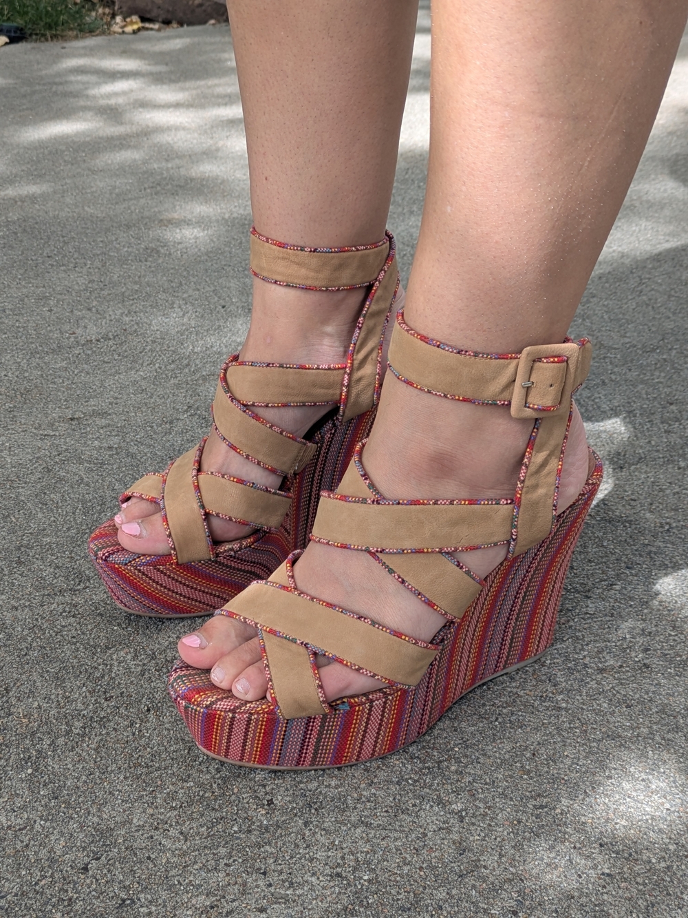 Jeffrey Campbell Handmade Ibiza Woven Wedge Pump Heels Multicolor Women's Sz 10